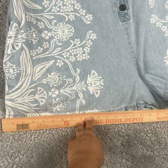 FREE PEOPLE  Short Sleeve Button-Up One Piece Denim Romper, Women’s Size XS - Picture 12 of 15